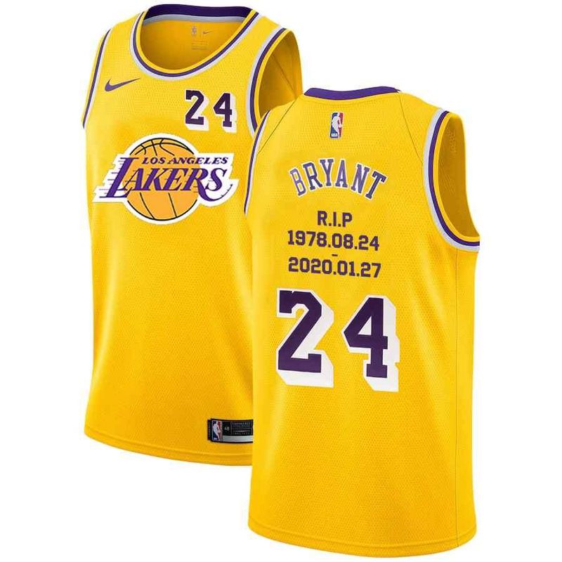 Men Los Angeles Lakers #24 Bryant Yellow throwback Nike NBA Jerseys Print